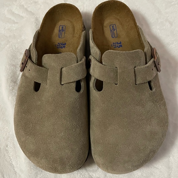 NEW Birkenstock Boston Clog Taupe Suede - 35/4-4.5 Regular Width - Soft Footbed - Picture 2 of 16